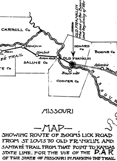 Boone's Lick Trail map.