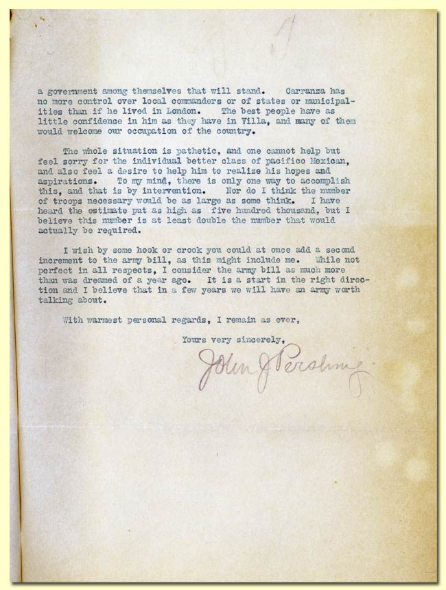 Letter from Pershing to Crowder
